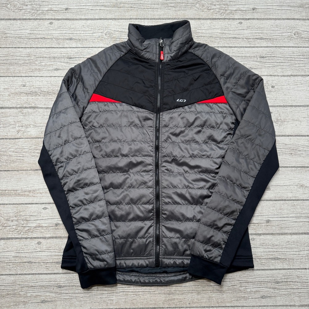 Louis Garneau Jacket Men's Large Gray Quilted Thermal Cycling Bike Coat Outdoor